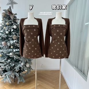 针织毛衣短款 柒月末 长袖 %法式 披肩外套女冬 海棠花未眠