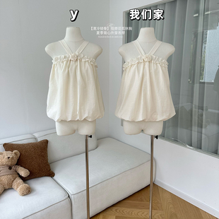 柒月末【清冷锁骨】挂脖花苞抹胸女新款夏季背心外穿吊带上衣
