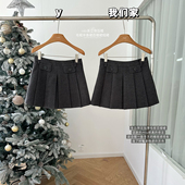 柒月末miu系学姐立体压褶毛呢半身裙女秋冬韩系高腰a字百褶裙短裙