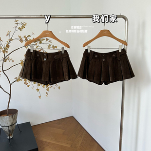 柒月末 涩谷狙击 黑色低腰辣妹百褶短裙小个子显高雪尼尔半身裙