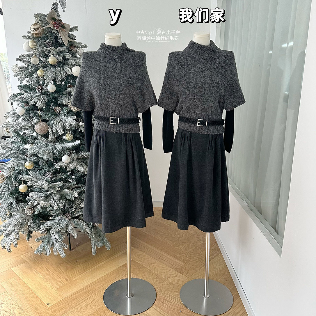 柒月末 中古Vtg！复古小千金羊毛斜翻领中袖针织毛衣,女装/女士精品,毛针织衫,淘宝优惠券,粉丝福利购,淘宝优惠卷