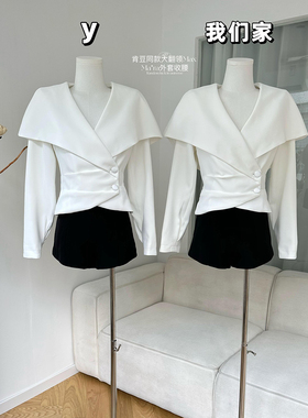 柒月末 强捻乱麻奢牌同款面料 肯豆同款大翻领Max Ma*ra外套收腰