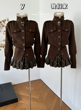 柒月末 松茶可可 高级感复古金属扣外套女秋季新款呢子外套上衣