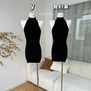 柒月末【攻心曲线】黑色连衣裙秋季辣妹无袖针织打底包臀短裙