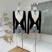 中古蕾丝花边背心女设计感方领无袖 柒月末 vtg千金 上衣