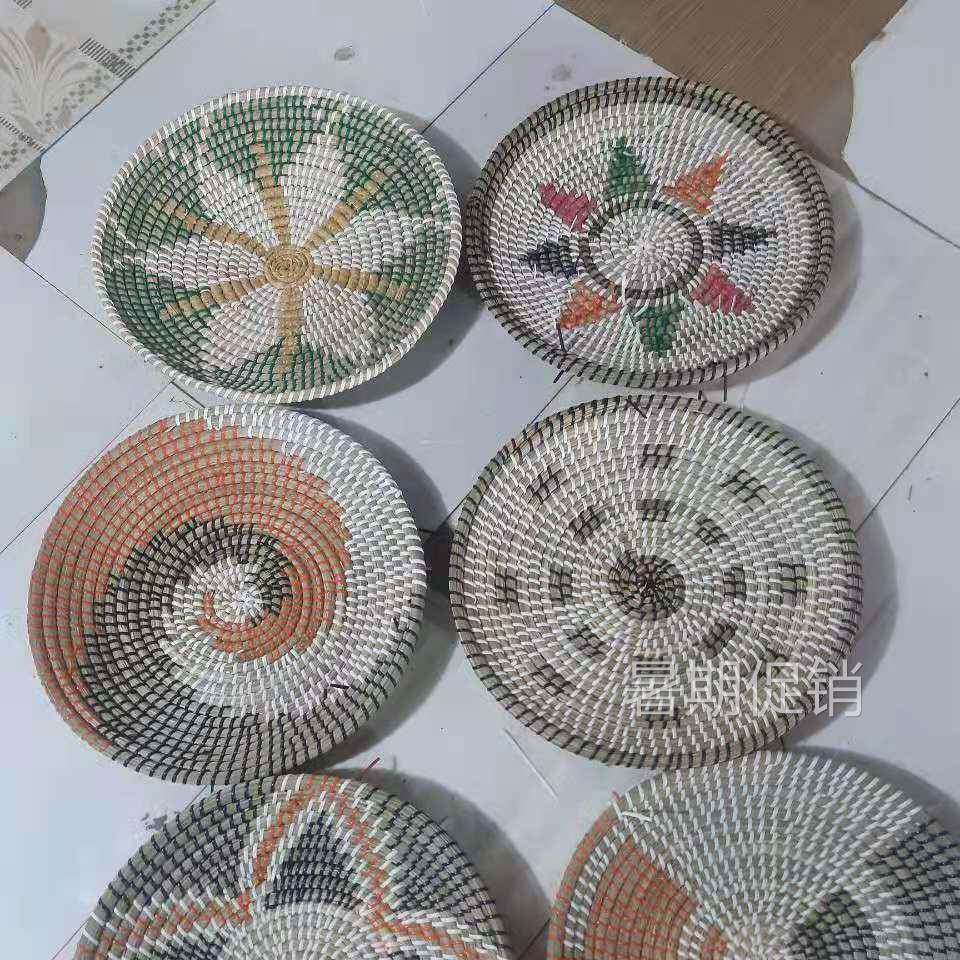 大量供应草编托盘 砂锅底座 隔热垫 零食收纳篮子 杂物收纳筐编织