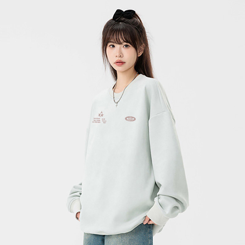 2025年秋季新款麂皮绒卫衣男女款重磅宽松大码内搭上衣服圆领长袖