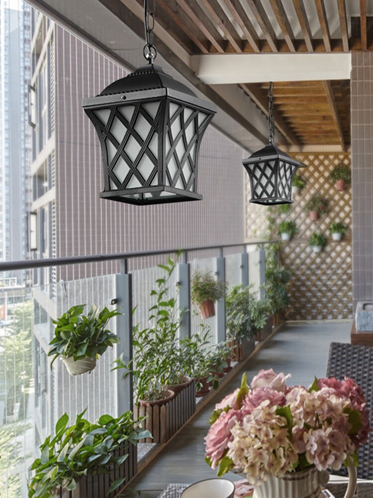 欧式户外吊灯防水阳台灯美式田园庭院露台过道凉亭葡萄架灯具led
