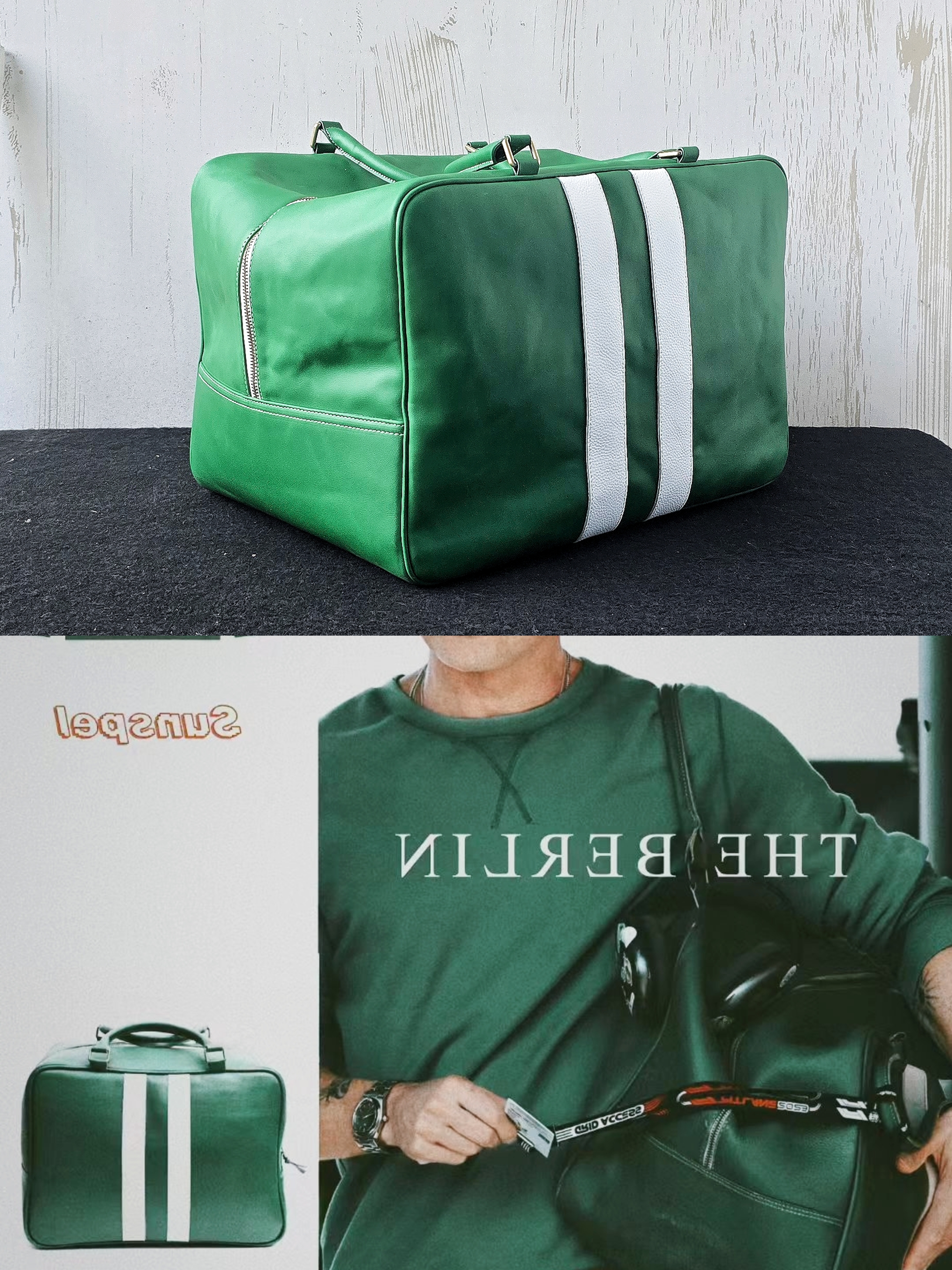 布拉德皮特同款真皮包包适用于iCAR特斯拉MINI汽车旅行通勤健身包
