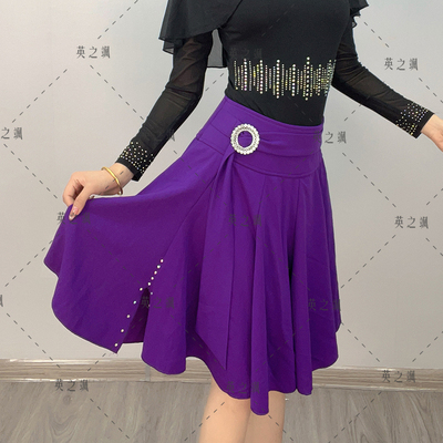 2211英之飒新款烫钻飘带点帕斯广场舞吉特巴水兵交谊舞蹈半身短裙