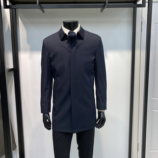 男士 中长款 翻领风衣无痕压胶领商务休闲外套上衣领佐诺依 新品 春季