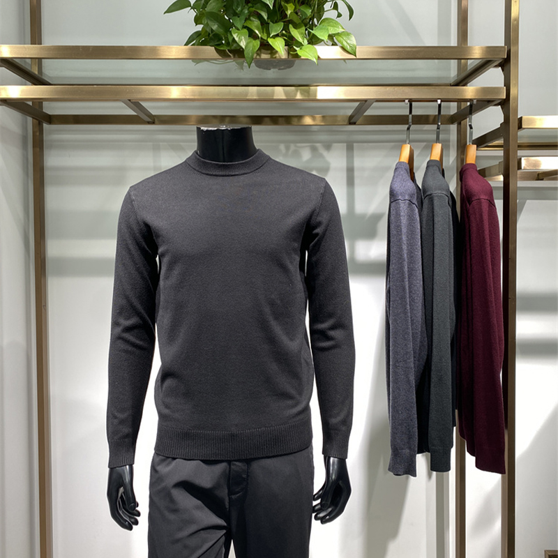 25年冬季新品男士圆领针织衫休闲保暖免烫纯色毛衣领佐诺依品牌