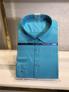 两色时尚修身款亮蓝色短袖衬衫男四面弹面料舒适透气长袖衬衣小领
