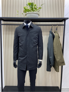 男士中长款翻领羽绒服商务暗门襟白鸭绒羽绒风衣外套领佐诺依品牌