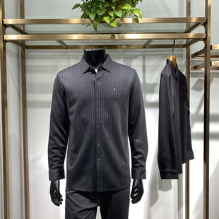 商务休闲长袖 加绒加厚磨毛面料25年冬季 翻领衬衫 男士 T恤领佐 新品