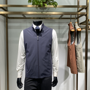马甲上衣商务休闲拉链背心外套领佐诺依 男士 四面弹26年春季 新品