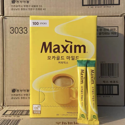 韩国原装麦馨Maxim摩卡速溶咖啡三合一100条1200克礼盒咖啡粉包邮