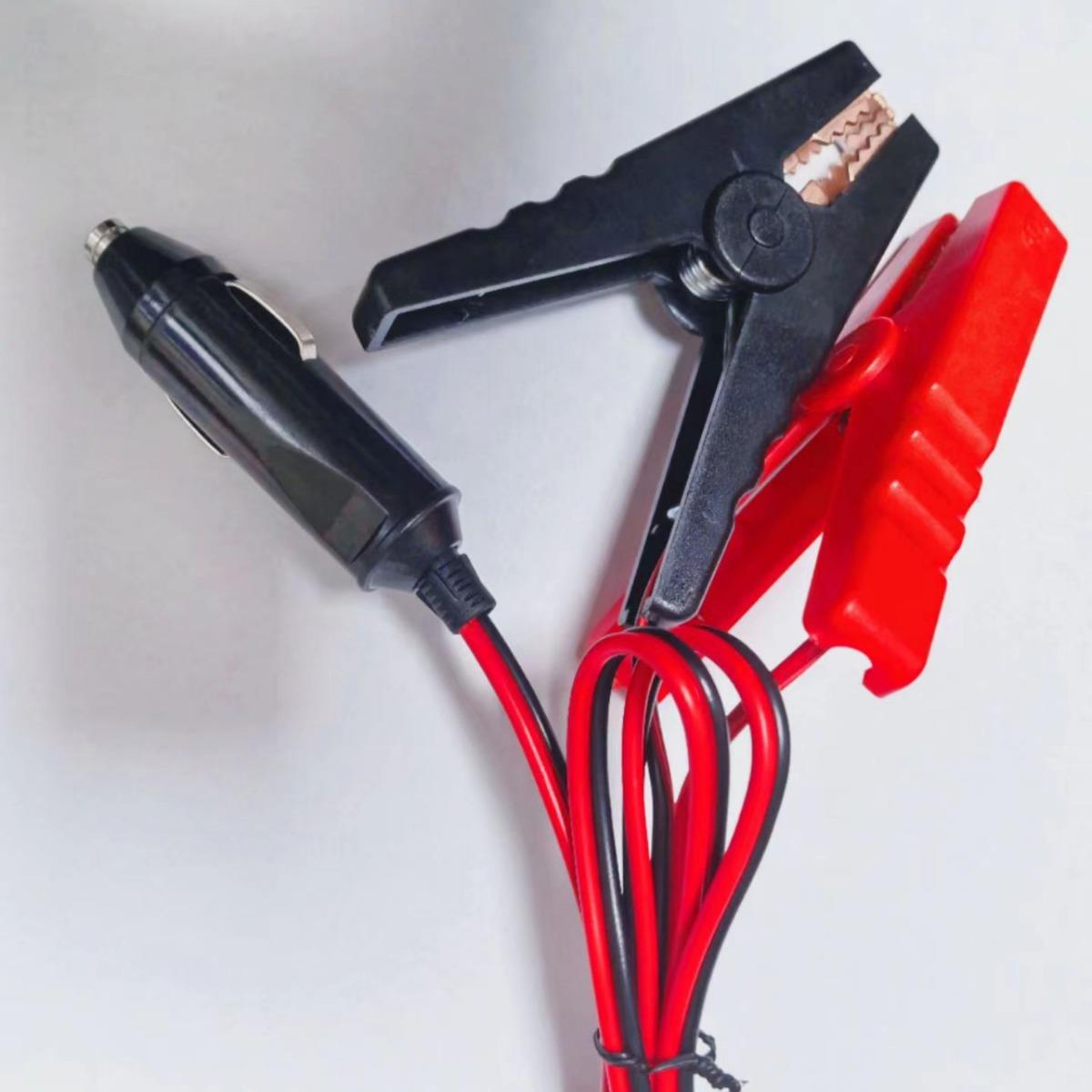 12V-24V大功率点烟器插头鱼夹线 12AWG带鳄鱼夹转电瓶启动夹插座