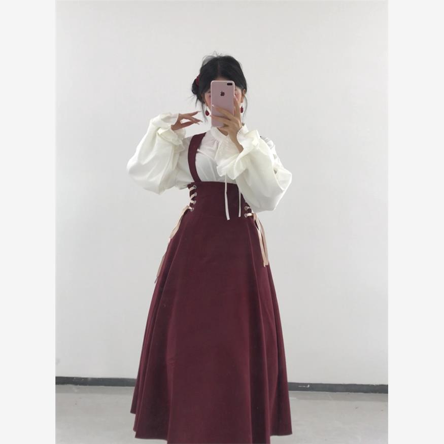 法式覆古白色长袖衬衫女