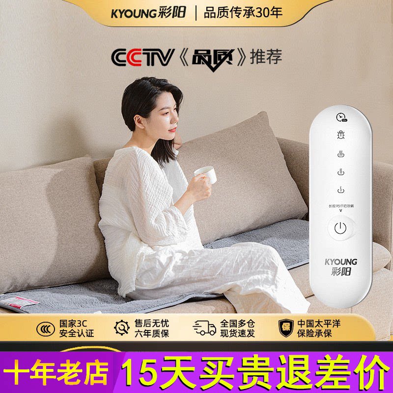 彩阳沙发专用电热毯保暖加热坐垫办公室垫子可调温四档控温除螨
