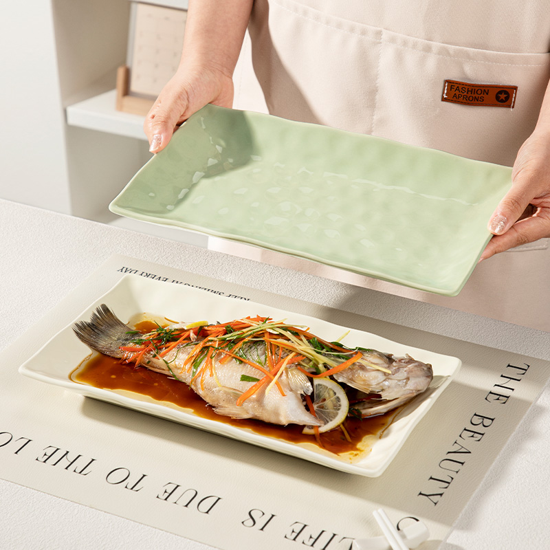 奶油风鱼盘家用2025新款蒸鱼盘子