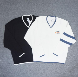 NIKE耐克 男子NSW宽松针织复古长袖V领线衫套头衫 DX0009-010/133