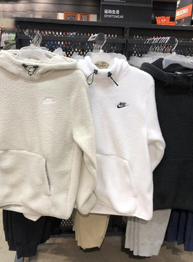 耐克NIKE 男子连帽羊羔绒保暖大LOGO运动套头衫 DV8155-100/072