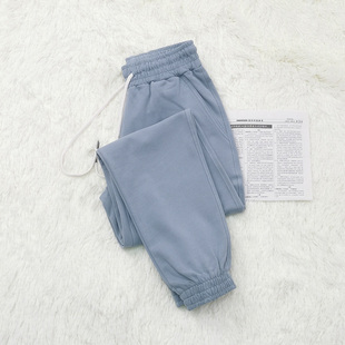 24新款 女束口加长裤 大码 运动裤 休闲裤 高端纯棉100棉春秋宽松卫裤