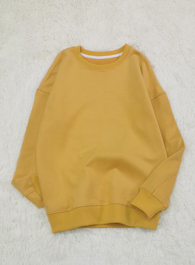 纯棉100%棉秋冬季圆领卫衣女2023新款大毛圈230克套头外套加大码