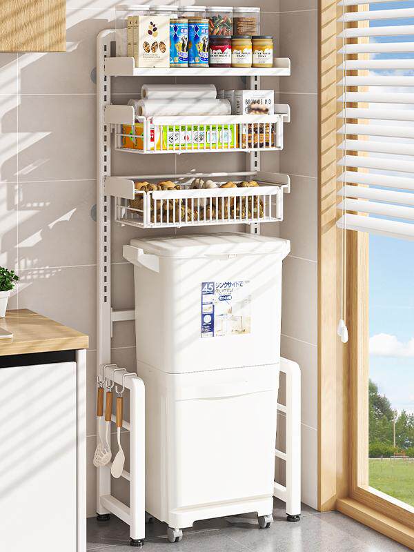 厨房垃圾桶置物架落地多层可调节垃圾桶上方架子家用抽屉式收纳架