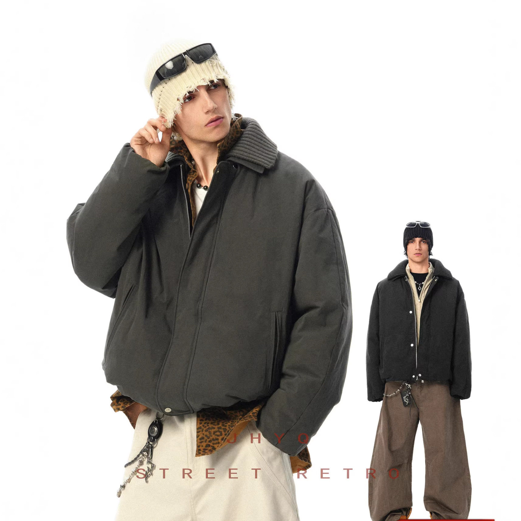 正品美式复古拼针织领翻领短款羽绒服男加厚工装外套冬季保暖外套,男装,羽绒服,淘宝优惠券,粉丝福利购,淘宝优惠卷