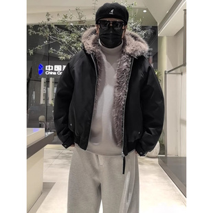 利兹马潮牌冬季新款座山雕连帽羽绒服男宽松保暖抗寒90白鹅绒外套