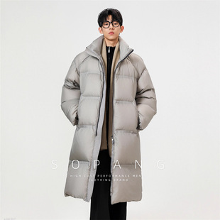 可拆卸帽子SOP高级感90绒中长款羽绒服男过膝潮牌连帽加厚外套