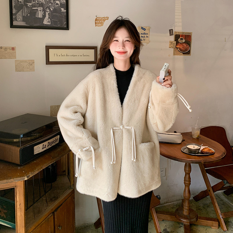 【】新中式水貂绒外套皮毛一体女2D111-A1085P205K308，女装皮草，2D111