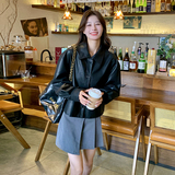 【】黑色机车pu皮上衣外套女2D111-A395P145K198主推，女装皮衣，2D111