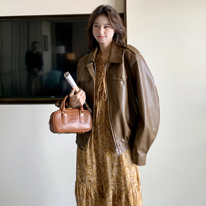【】美拉德咖色皮衣外套秋女 2C012-A620 P150 K208主推图片
