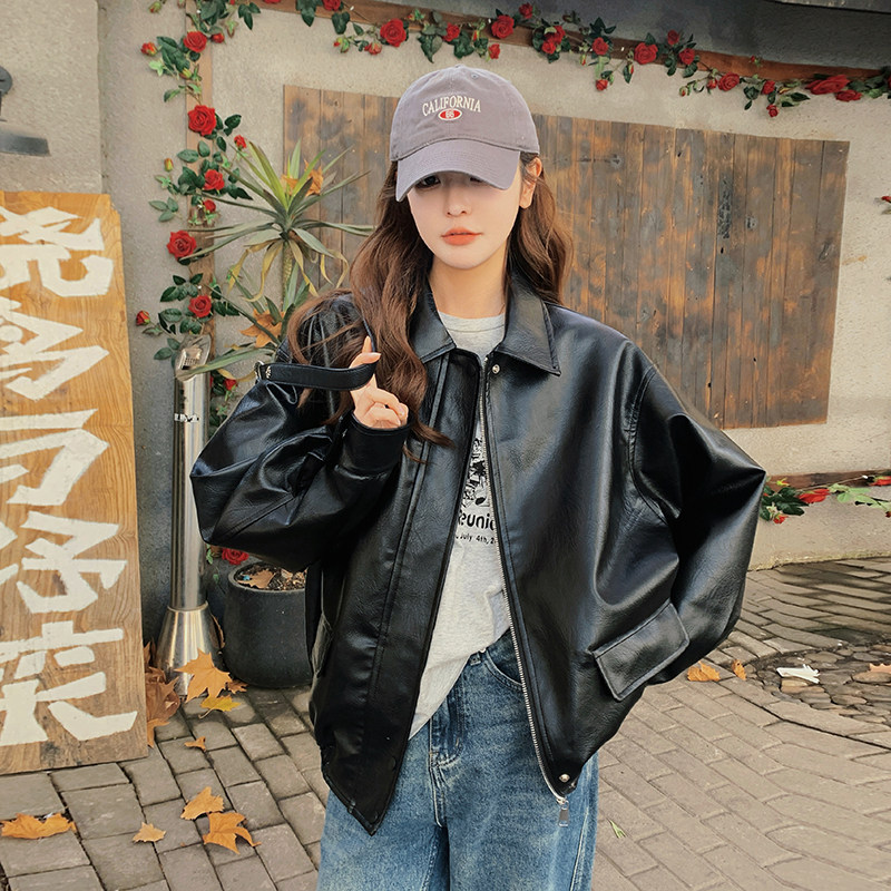 【】黑色pu皮夹克韩版外套女 2C012-A629 P150 K208 主推图片