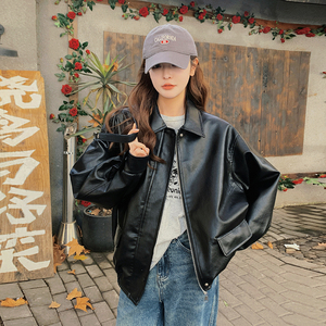 【】黑色pu皮夹克韩版外套女 2C012-A629 P150 K208 主推图片