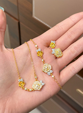 小红书爆款法式复古锆石双生玫瑰花项链轻奢小众气质百搭锁骨链女