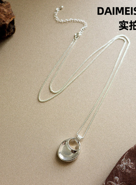简约时尚百搭不规则马鞍包吊坠长项链配饰女轻奢小众高级感毛衣链