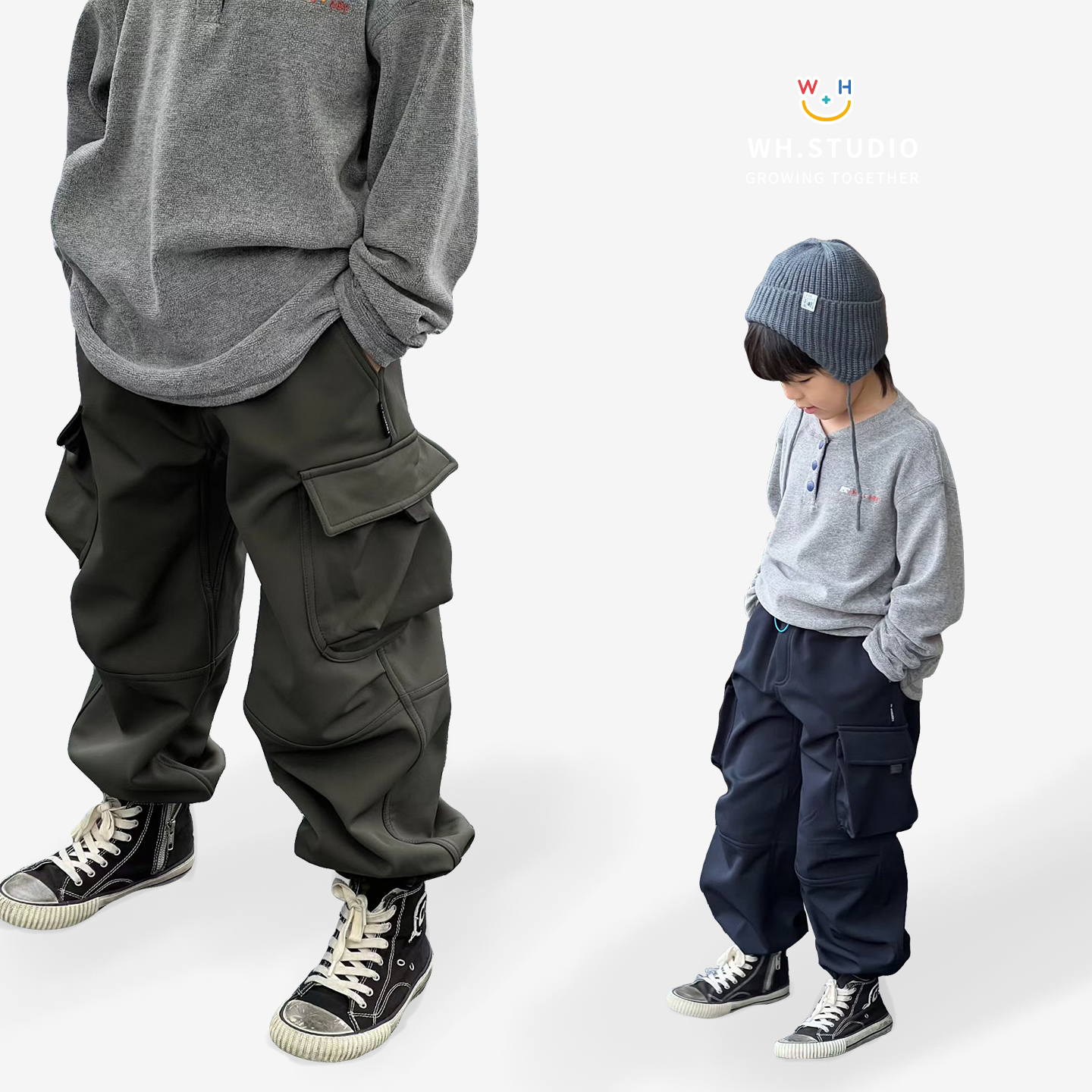 儿童防风防水一体绒软壳冲锋裤