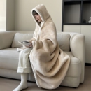 加大披肩斗篷冬季 女保暖连帽披风办公室毯子懒人毯学生午睡盖毯秋