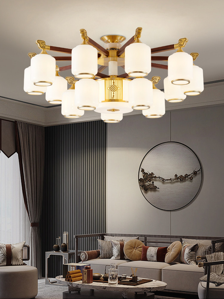 新中式吸顶灯全铜实木客厅古典气息中式别墅大厅餐厅主卧室吊灯