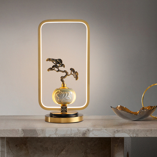 全铜新中式高端玉石书房卧室台灯床头灯广东中山灯具厂直销旗舰店