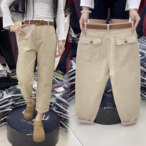 韩版纯棉爆款显瘦洋气八分萝卜裤