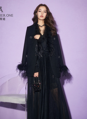 ANOTHER ONE安那迪富家千金高级感穿搭气质时尚黑色连衣裙女