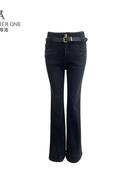ANOTHER ONE安那迪版型超好看的裤子高腰显瘦牛仔裤黑色显高长裤