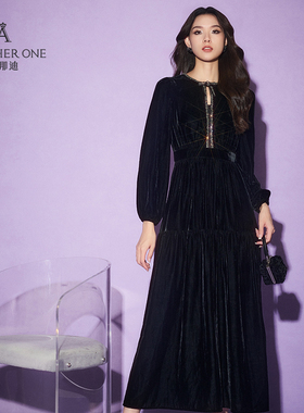 ANOTHER ONE新款丝绒连衣裙优雅气质礼服裙简约