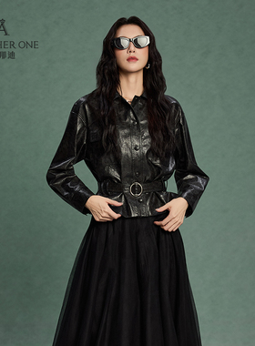 ANOTHER ONE安那迪冷淡系独特别致外套甜酷时髦通勤PU收腰