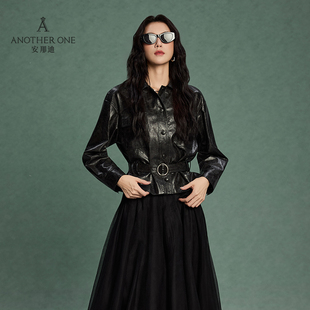 ANOTHER ONE安那迪冷淡系独特别致外套甜酷时髦通勤PU收腰